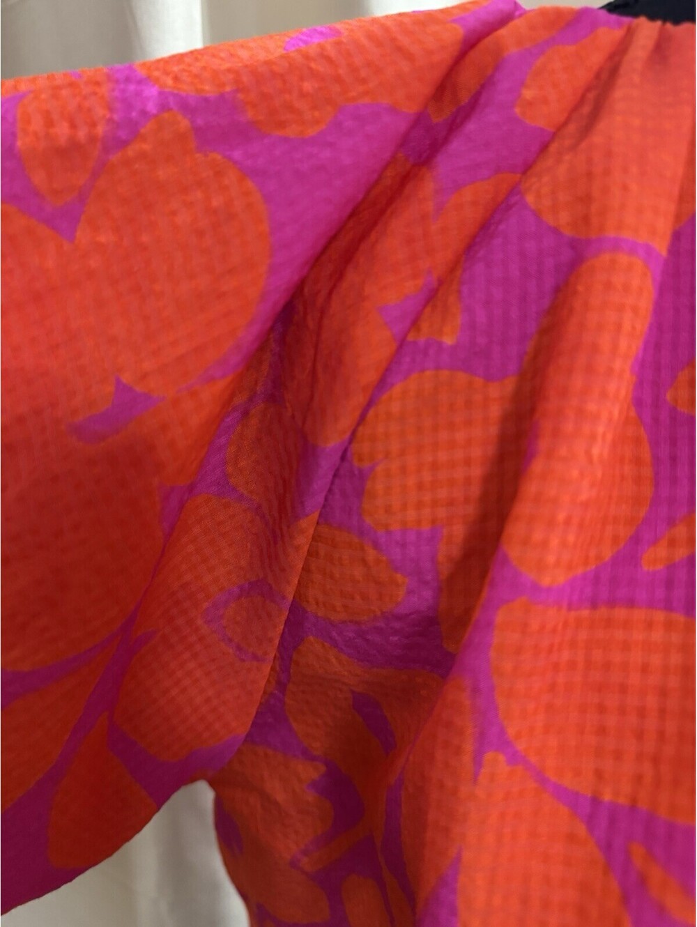 THML Floral Off Shoulder Blouse Women’s M Pink Orange NWT Boho Balloon Sleeve - Picture 6 of 8